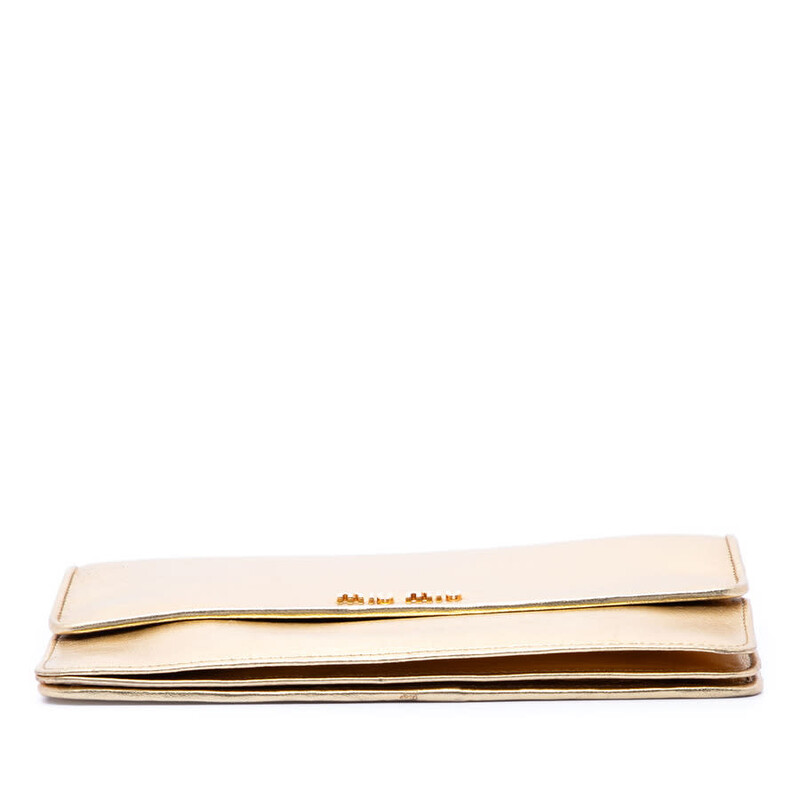 Miu Miu Pre-owned Miu Miu Metallic Leather Top Handle Wallet Bag