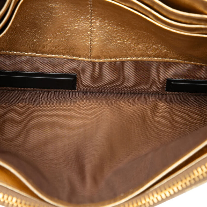 Miu Miu Pre-owned Miu Miu Metallic Leather Top Handle Wallet Bag