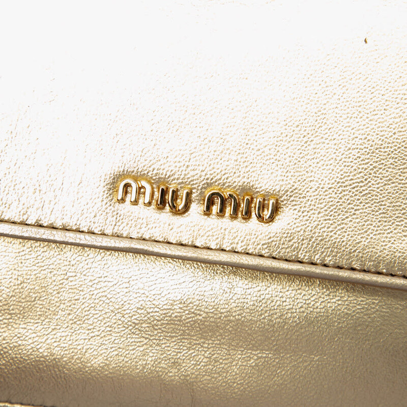 Miu Miu Pre-owned Miu Miu Metallic Leather Top Handle Wallet Bag