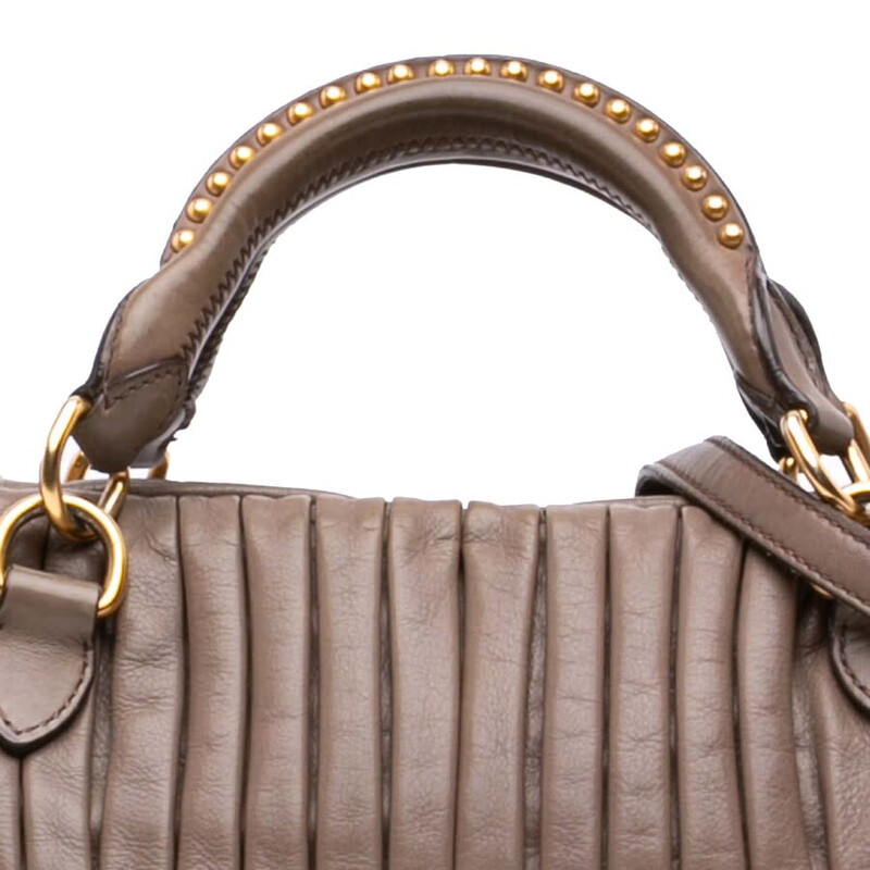 Miu Miu Pre-owned Miu Miu Nappa Bosco Pleated Satchel Ladies