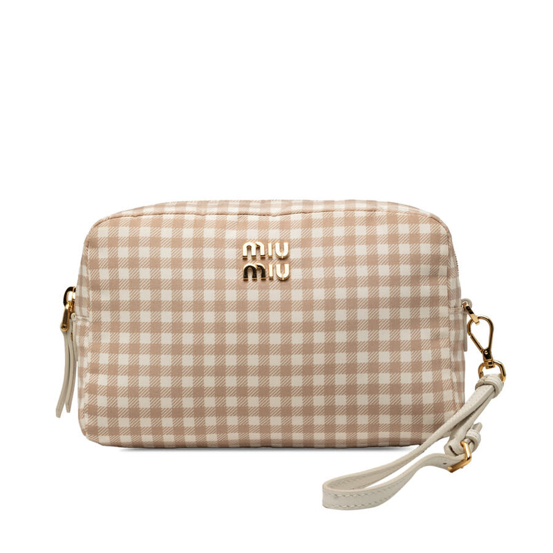 Miu Miu Pre-owned Miu Miu Nylon Vichy Wristlet Pouch Ladies