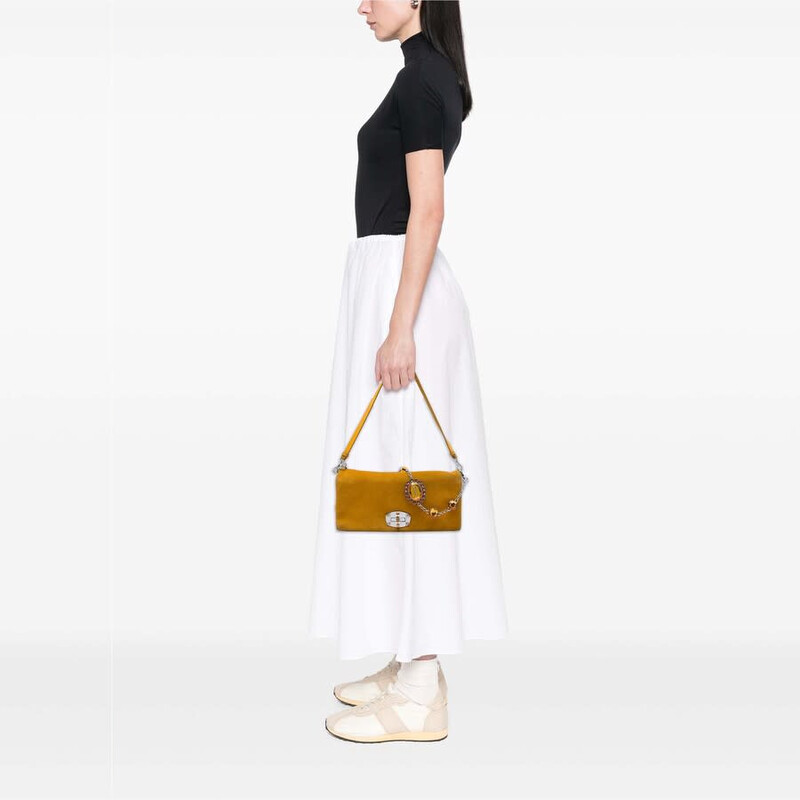 Miu Miu Pre-owned Miu Miu Suede Crystal Chain Satchel Ladies