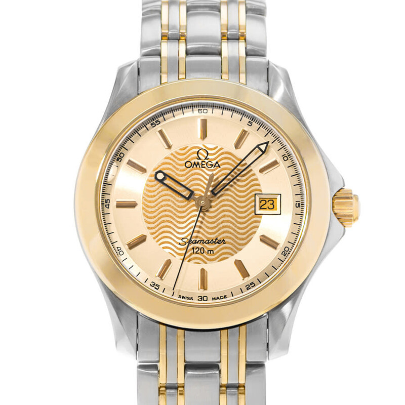 Omega Pre-owned Omega Seamaster Aqua Terra Quartz Champagne Dial
