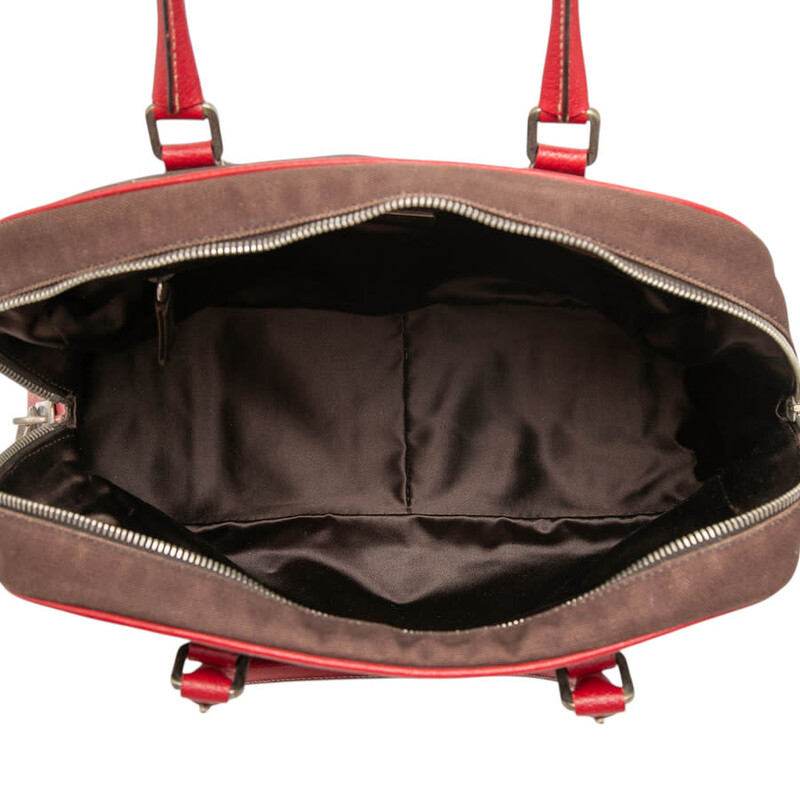 Prada Pre-owned Prada Cinghiale Trimmed Canvas Canapa Bauletto Bag