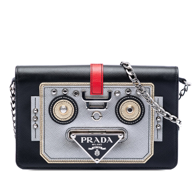 Prada Pre-owned Prada Saffiano Robot Wallet on Chain Ladies
