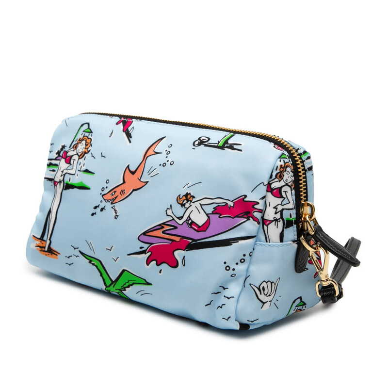 PRADA ティール サテンポーチ Prada Pre-owned Prada Tessuto Stampato Surf Cosmetic Pouch
