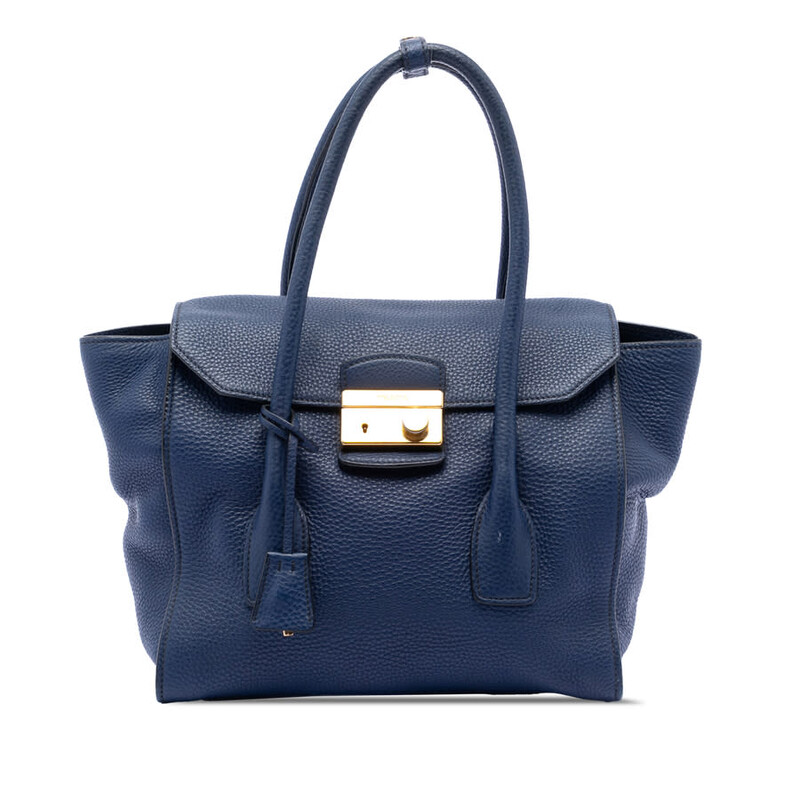 Prada Pre-owned Prada Vitello Daino Sound Lock Satchel Ladies