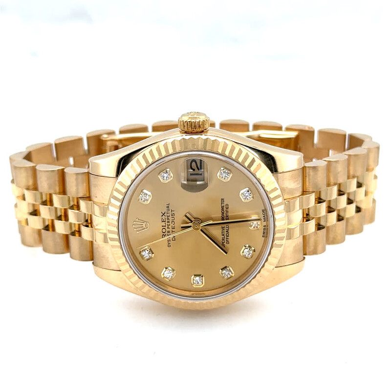 Rolex Pre-owned Rolex Datejust Automatic Diamond Champagne Dial Ladies ...