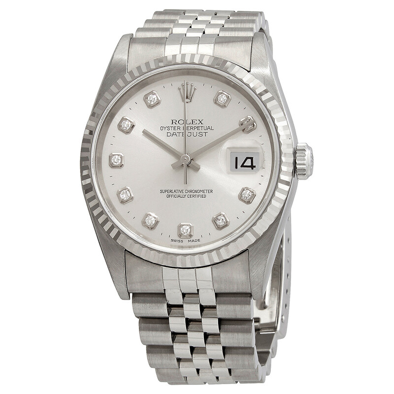 Rolex Pre-owned Rolex Datejust Automatic Diamond Silver Dial Watch
