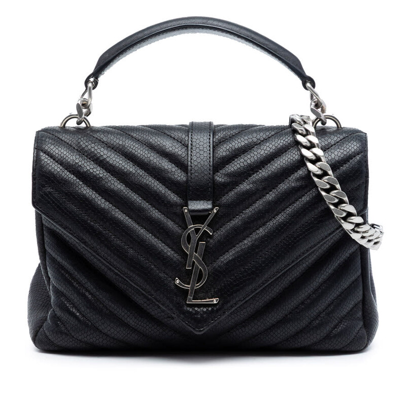 Saint Laurent Medium Chevron Embossed Leather Monogram College Satchel Ladies ZZL43PRPWPCA1V1V 