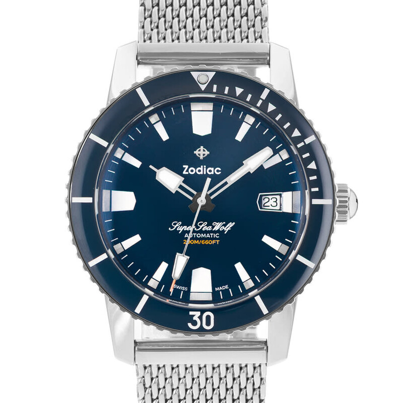 Zodiac Pre-owned Zodiac Super Sea Wolf Automatic Blue Dial Men's