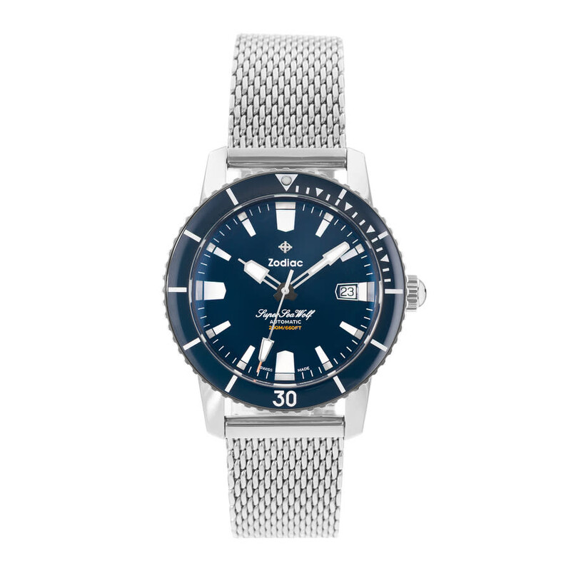 Zodiac Pre-owned Zodiac Super Sea Wolf Automatic Blue Dial Men's