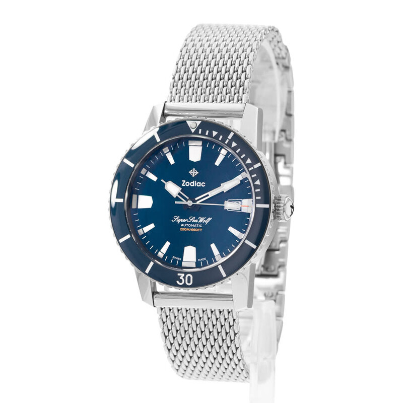 Zodiac Pre-owned Zodiac Super Sea Wolf Automatic Blue Dial Men's