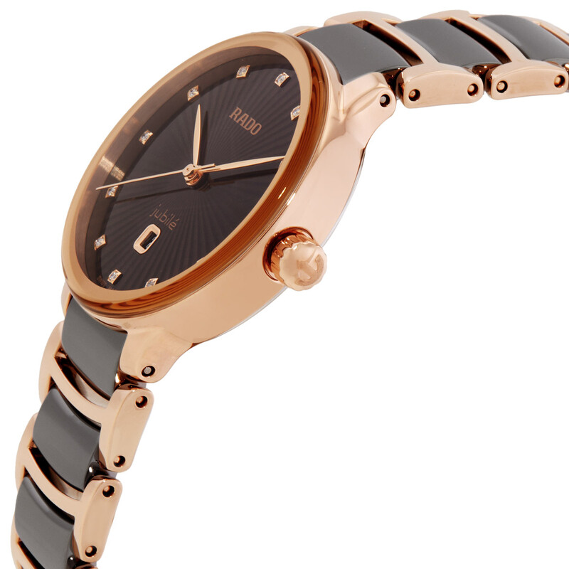 RADO レディース腕時計 Rado Centrix Diamonds Quartz Brown Dial Ladies Watch R30024732