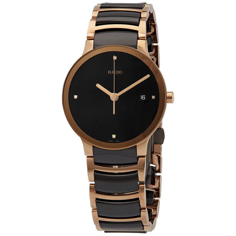 RADO クォーツ時計 ブラック ゴールド Rado Centrix Jubile Black Dial Black Ceramic Men's Watch R30554712