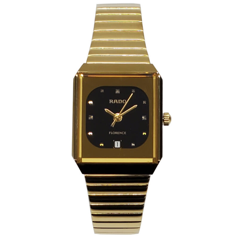 RADO FLORENCE ブラック ゴールド ペア腕時計 Rado Florence Quartz Black Dial Ladies Watch R48689153 - Watches