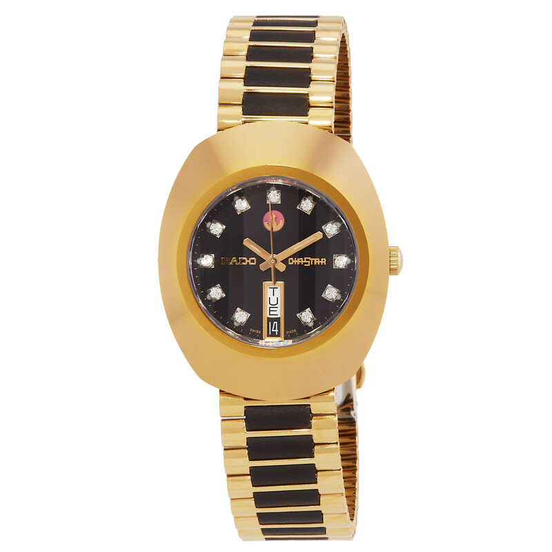 RADO クォーツ時計 ゴールド/ブラウン Rado Original Automatic Diamond Black Dial Unisex Watch R12413614