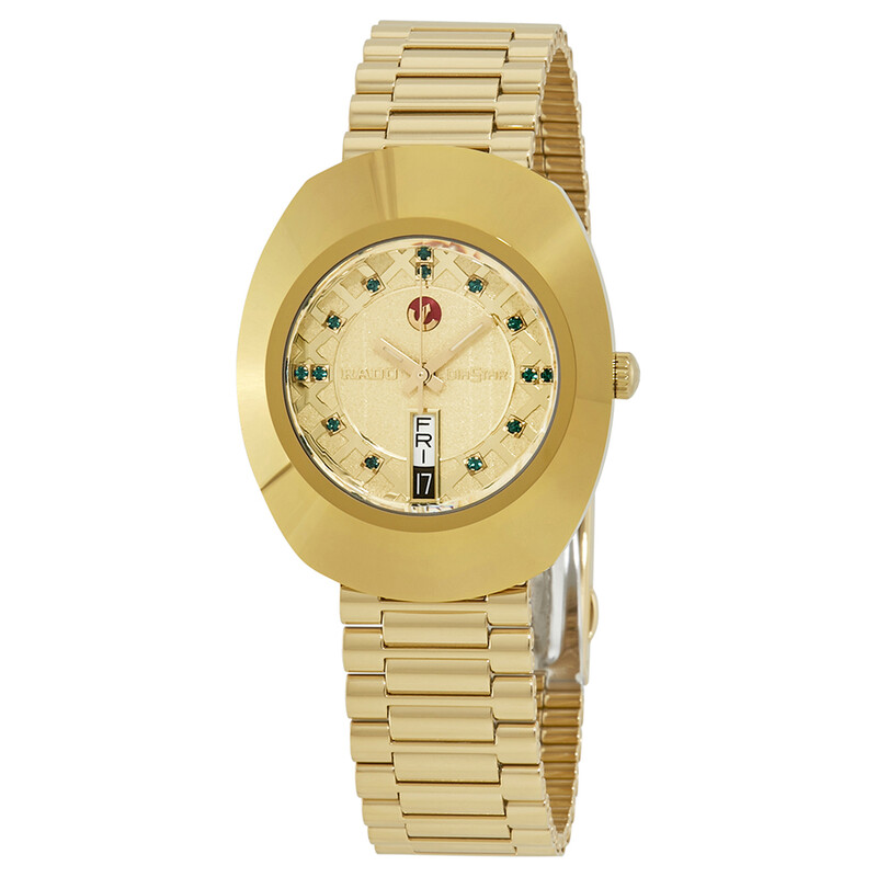 Rado Original Green Simili Stone Dial Men's Gold Tone Watch