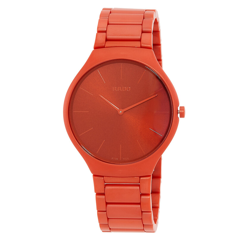 Rado True Thinline Quartz Orange Dial Men's Watch R27095652