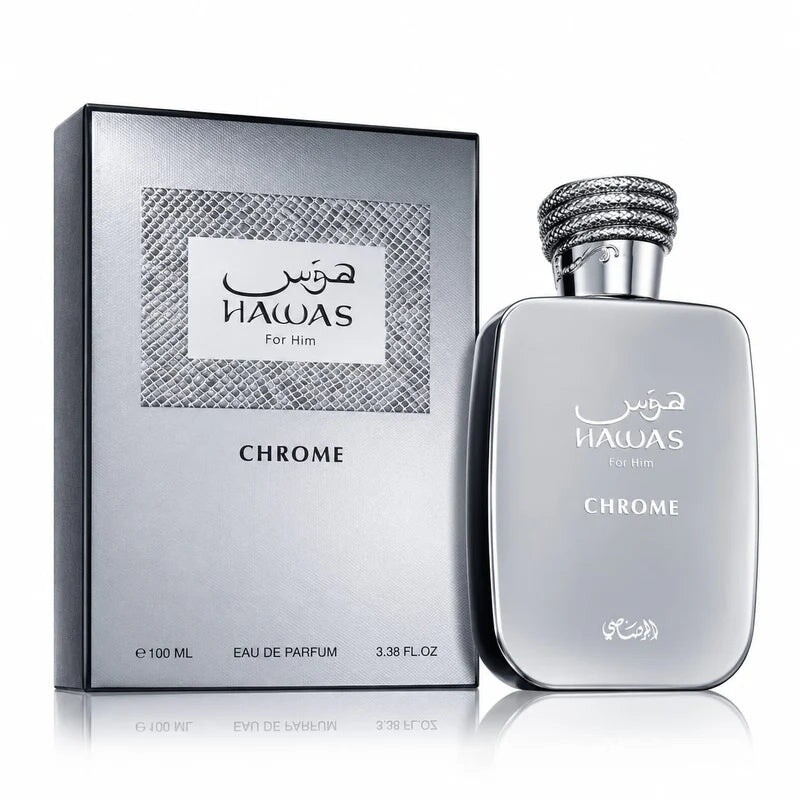 Rasasi Hawas Chrome fragrance bottle