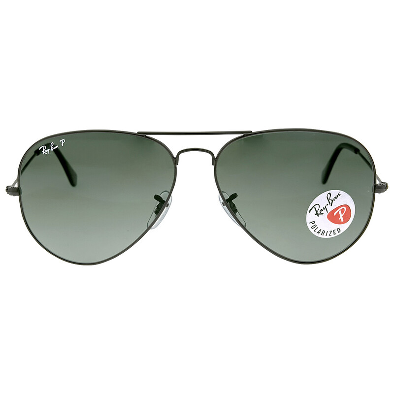 NEW Ray-Ban Aviator RB3025 Glossy Black Frame Gray Green Lens 62-14 Unisex AVIATOR CLASSIC Sunglasses in Arista Gold and G-15 Green  main image 3