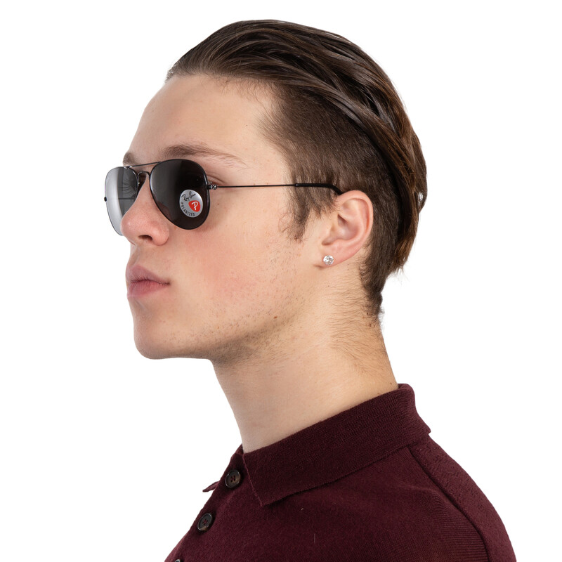 Ray-Ban Aviator Total Black Polarized Black Classic Unisex  display picture 3