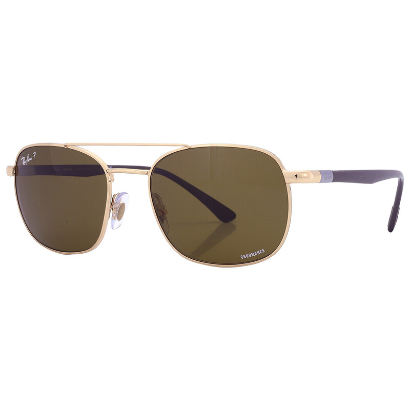 Ray-Ban RB3670 Chromance Polarized Brown Classic + Gold Frame Ray-Ban Chromance Brown Square Unisex Sunglasses RB3670CH  main image 4