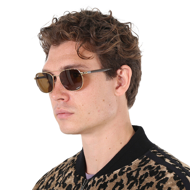 Ray-Ban Chromance Brown Square Unisex Sunglasses RB3670CH 