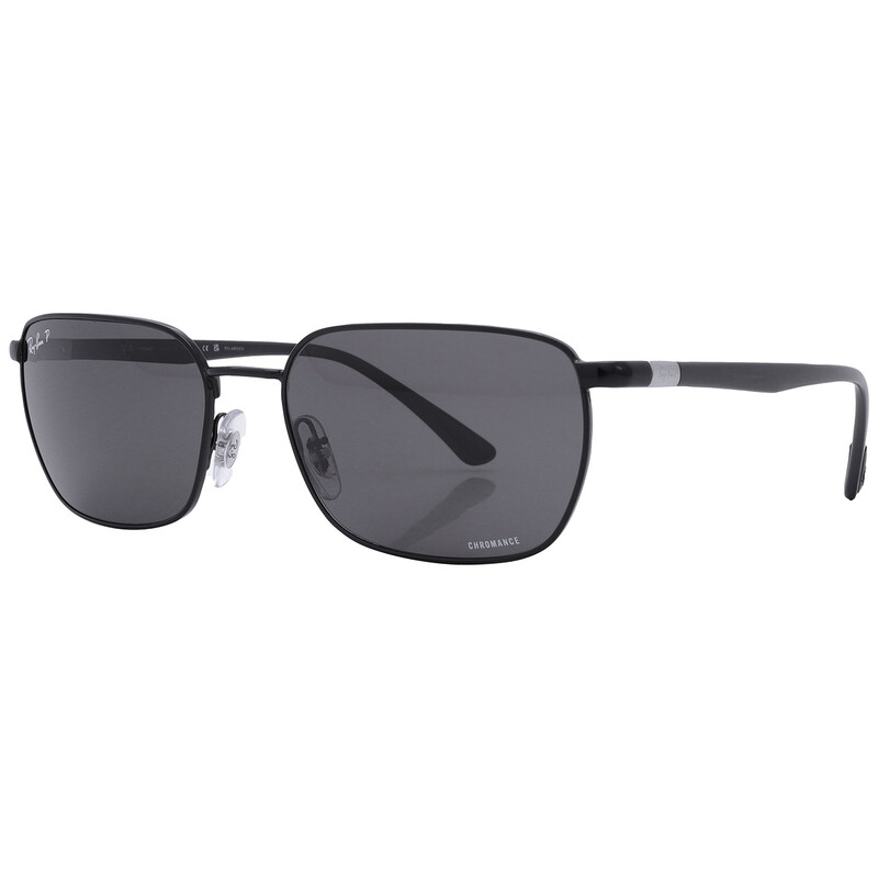 Ray-Ban Chromance Dark Grey Rectangular Unisex Sunglasses RB3684CH