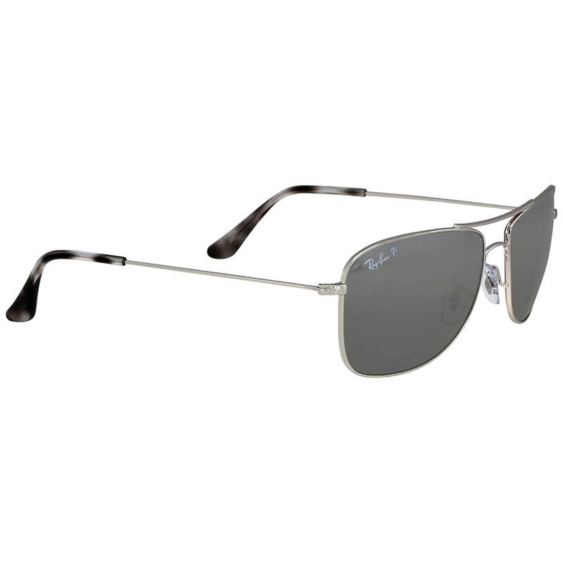 Ray-Ban Chromance Polarized Silver Mirror Square Unisex Sunglasses