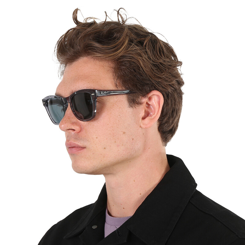 Ray-Ban Dark Blue Polarized Square Unisex Sunglasses RB0707S 66413 53 ...