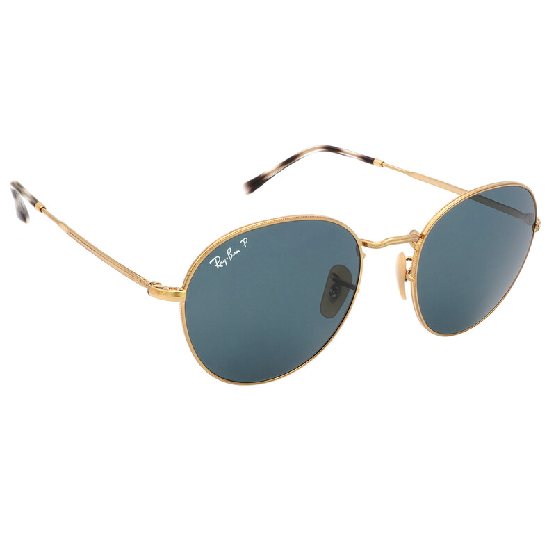 Ray-Ban David Polarized Blue Round Unisex Sunglasses RB3582 001/3R 53 ...