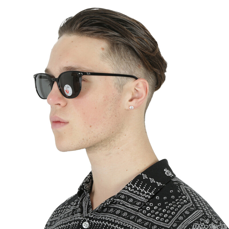 Ray-Ban Elliot Polarized Black Square Unisex Sunglasses RB2197 901