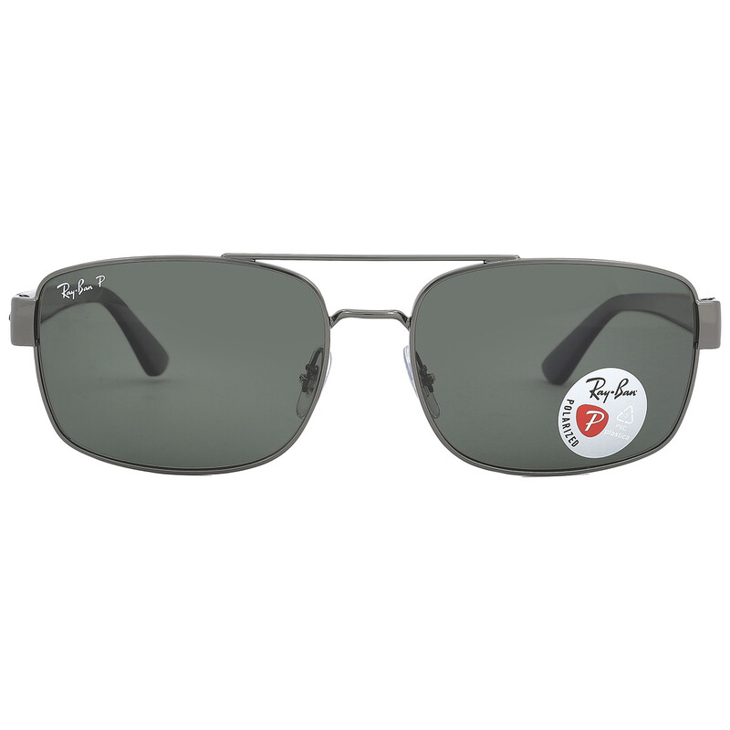 RB3687.002/31.58口17/140 Ray-Ban Green Polarized Square Men's Sunglasses RB3687 004/58 61
