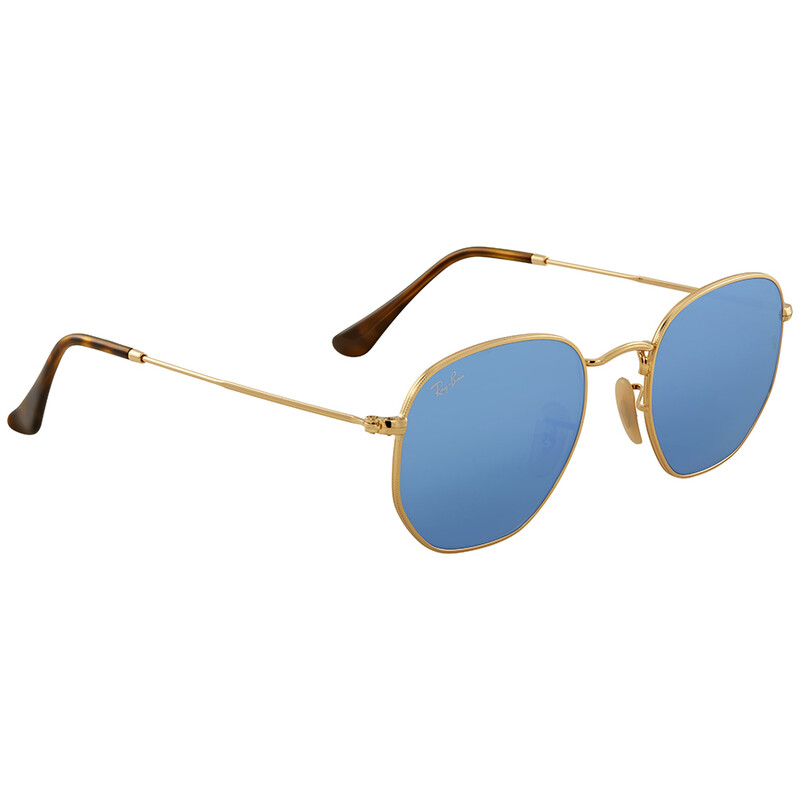 Ray-Ban Hexagonal Flat Lenses Blue Mirror Unisex Sunglasses  display picture 1