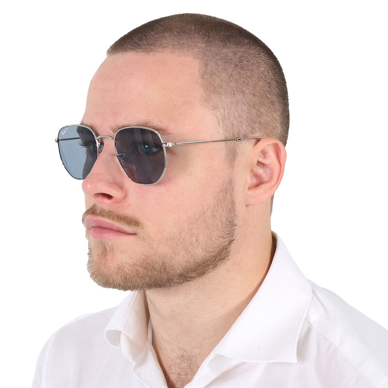 Ray-Ban Hexagonal Flat Lenses Polarized Blue Unisex Sunglasses