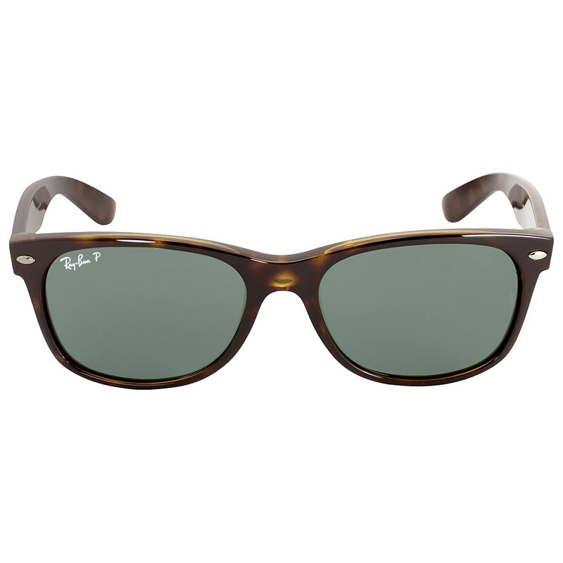 Ray-Ban New Wayfarer Classic Polarized Green Unisex Sunglasses RB2132 902/58 55