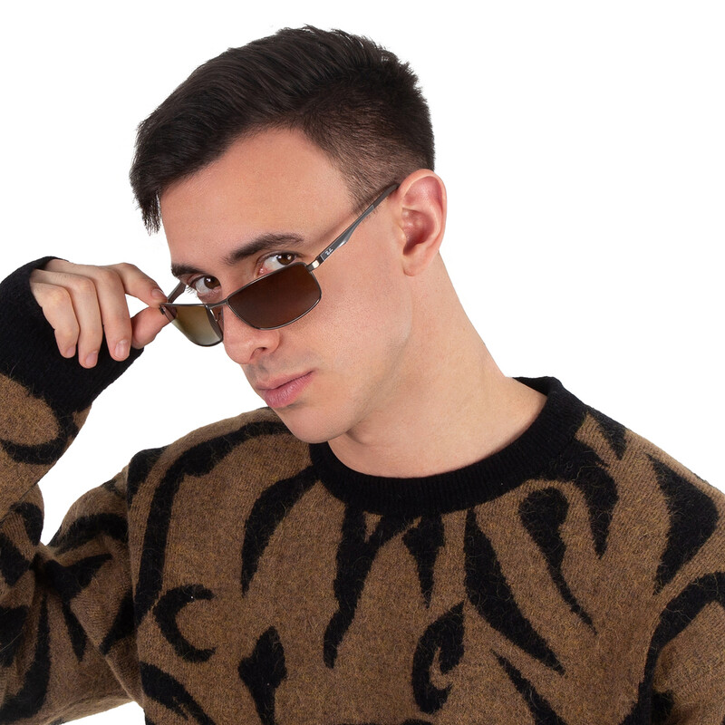Ray-Ban Polarized Brown Gradient Rectangular Men's Sunglasses