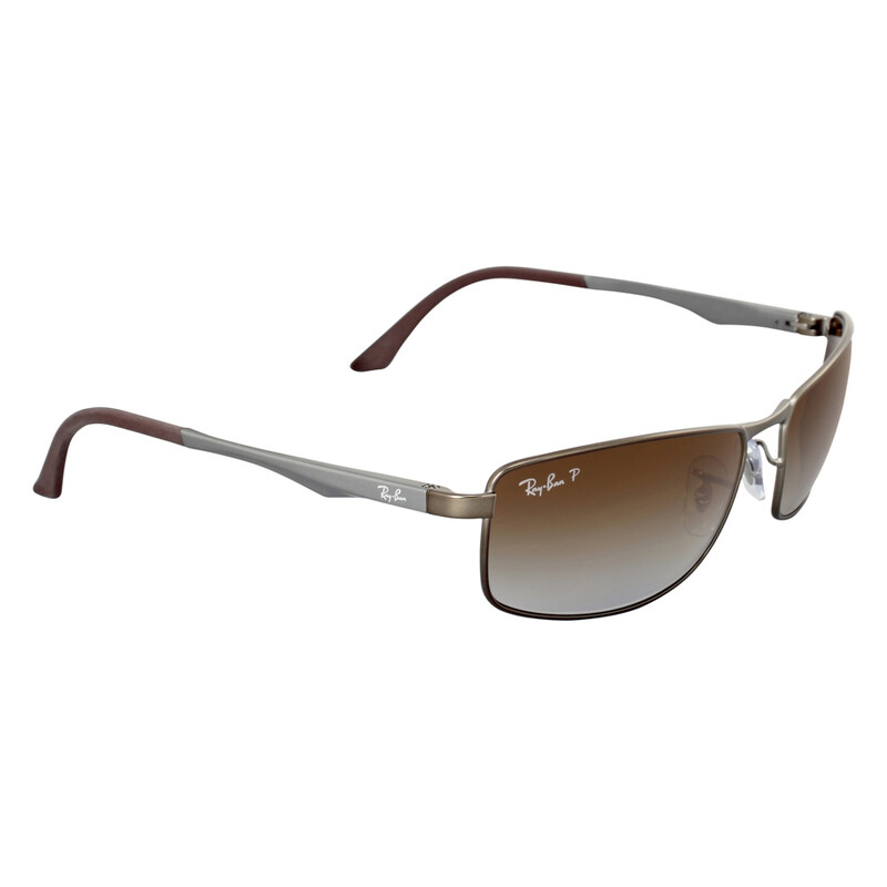 Ray-Ban Polarized Brown Gradient Rectangular Men's Sunglasses