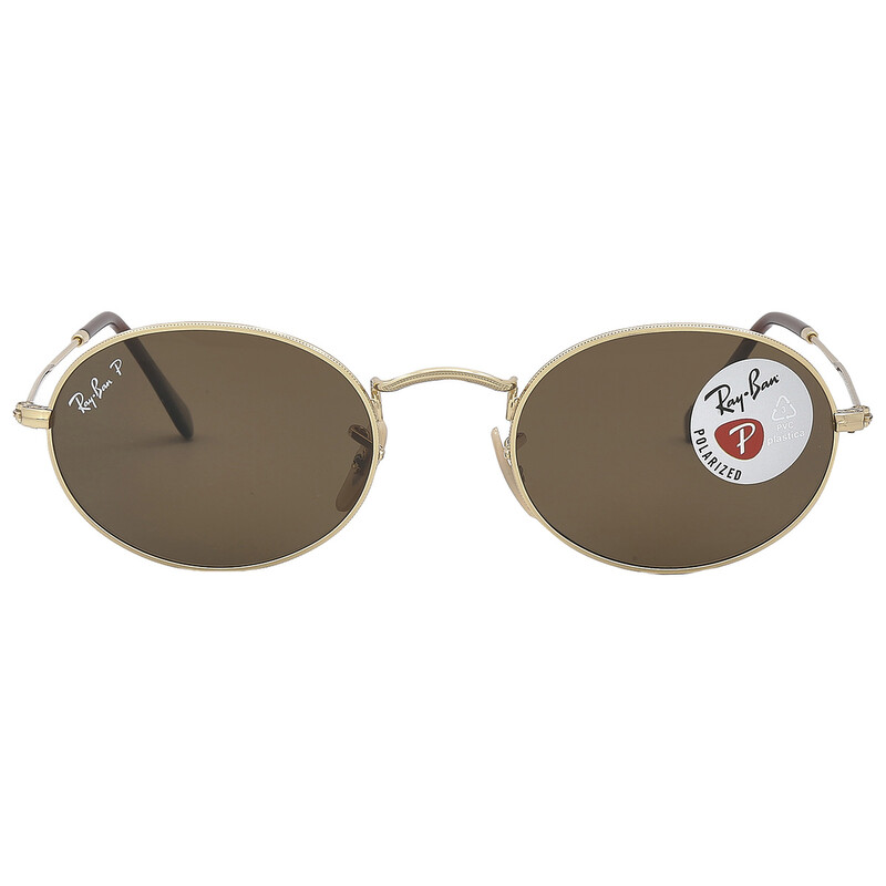 Ray-Ban Polarized Brown Oval Unisex Sunglasses RB3547 001/57 51