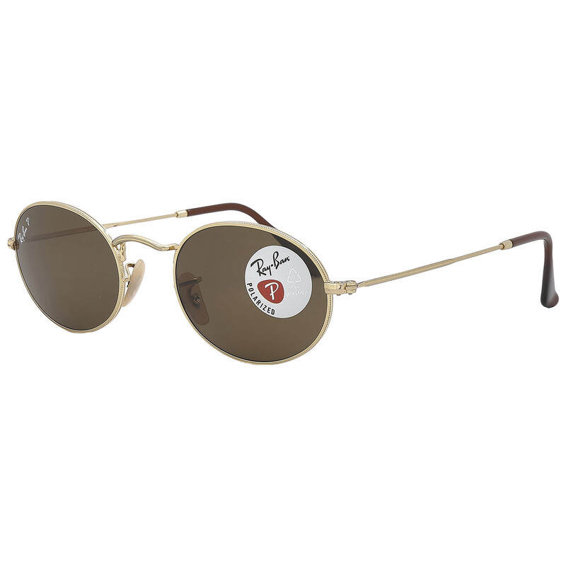Ray-Ban Polarized Brown Oval Unisex Sunglasses RB3547 001/57  display picture 3