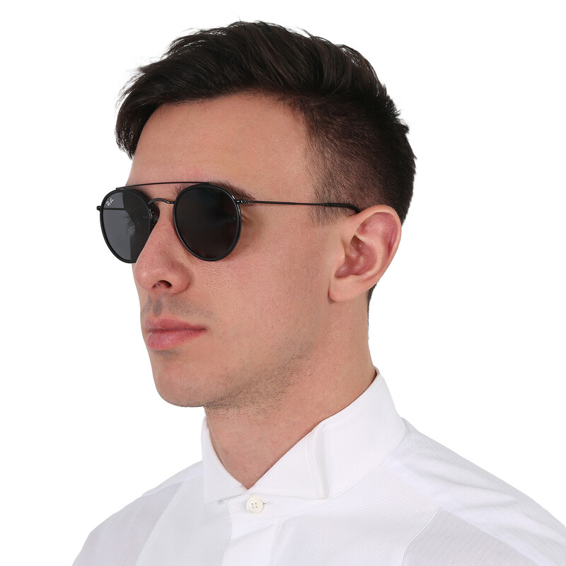 Ray-Ban Round Double Bridge Blue/Gray Classic Unisex Sunglasses