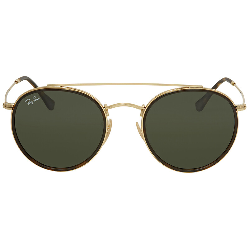 Ray-Ban Round Double Bridge Green Classic G-15 Unisex Sunglasses