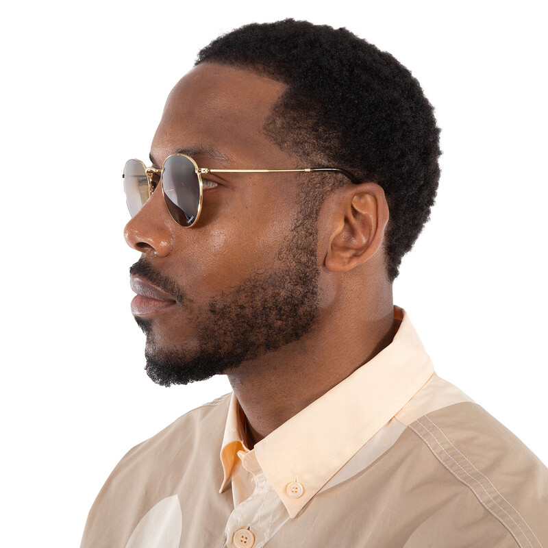 Ray-Ban Round Metal Chromance Silver Brown Men's Sunglasses RB3447