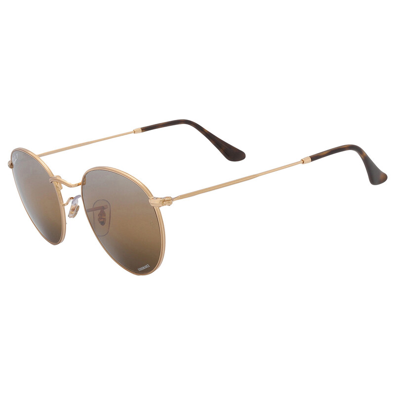 Ray-Ban Round Metal Chromance Silver/Brown Men's Sunglasses RB3447