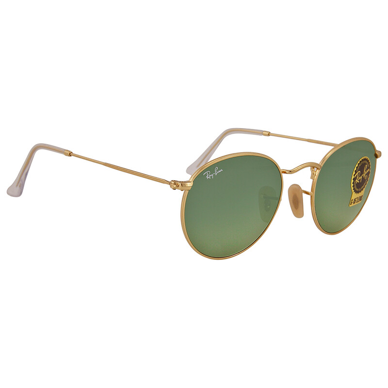 Ray-Ban Gold Frame Round Metal Sunglasses with Green G15 Lens — Like NEW Ray-Ban Round Metal S (50 - 21) with Green lenses and Gold  main image 2