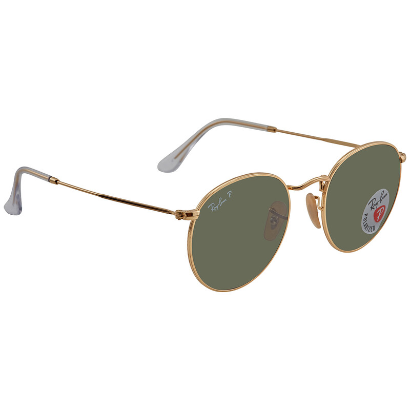 Ray-Ban Round Metal Polarized Green Classic G-15 Unisex Sunglasses