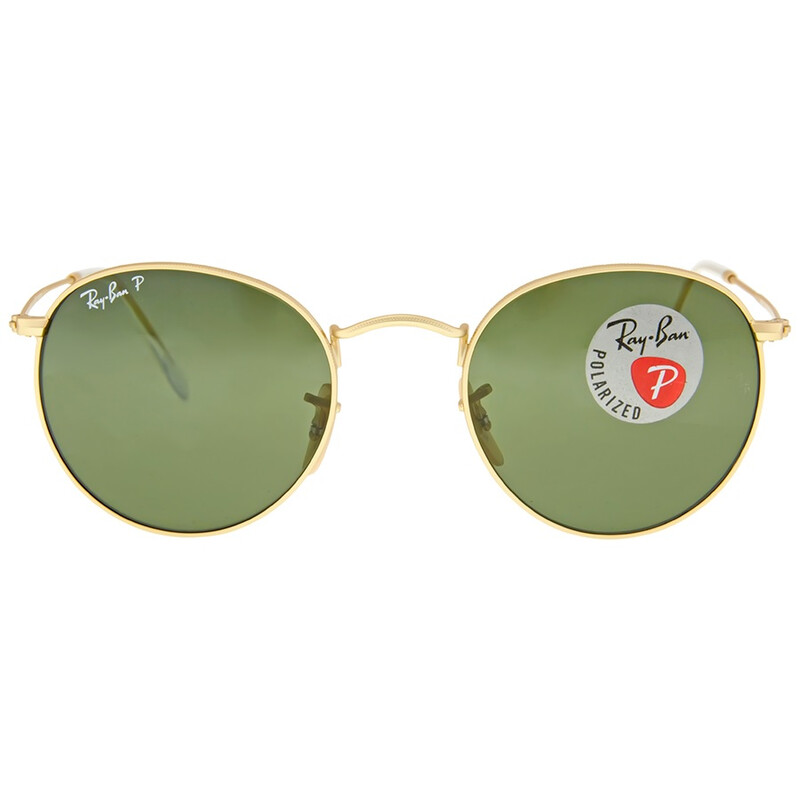 Ray-Ban Round Metal Polarized Green Unisex Sunglasses RB3447 112