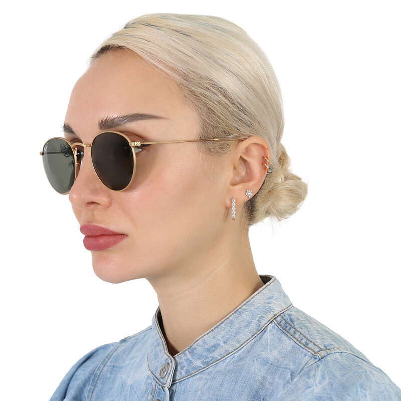 Ray-Ban Round Metal Polarized Green Unisex Sunglasses RB3447 112