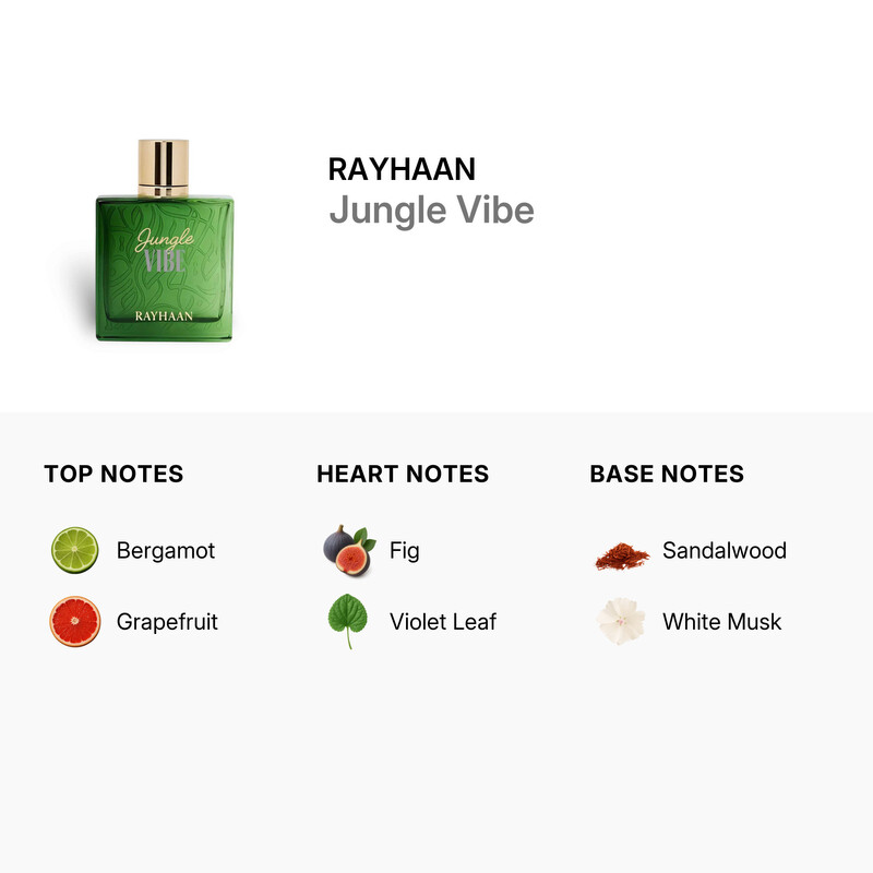 Rayhaan Men's Jungle Vibe EDP Spray 3.3 oz Fragrances 6297001571286